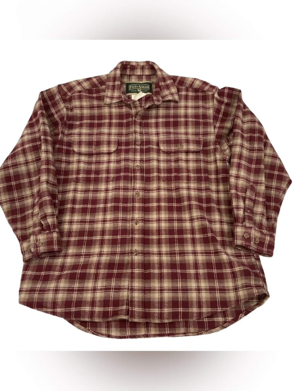 Field & Stream Men’s L Heavyweight Flannel Shirt Jacket Burgundy Workwear